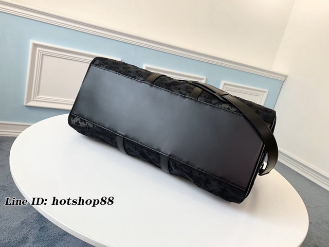 路易威登LV旅行包 M53971 黑色 KEEPALL BANDOULIERE50旅行袋 LV時尚款透明包袋 xxlv2030